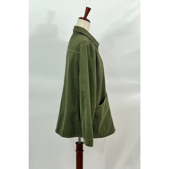 SEZANE Sz L Large Olive Green Will Jacket Coat Cotton - Picture 6 of 11